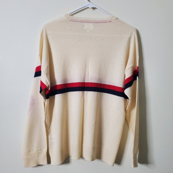 NWOT Sundry Stripes Heart Crewneck Sweater Wool-Cashmere Blend Size M - Picture 5 of 16